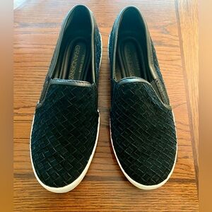 Cole Haan Women Grandpro Spectator Slip On Loafer Black Suede Sneaker Size 8